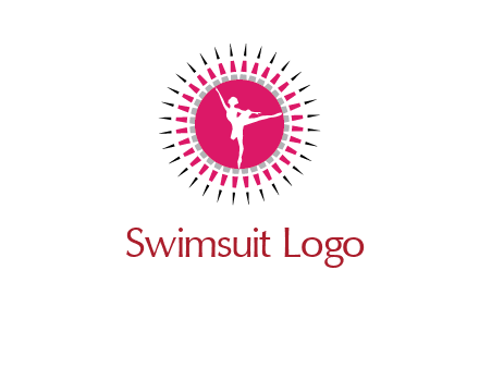 dancing ballerina in fancy pointy circle arts logo icon