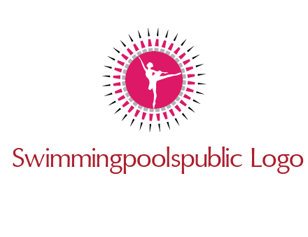 dancing ballerina in fancy pointy circle arts logo icon