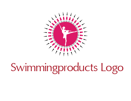 dancing ballerina in fancy pointy circle arts logo icon