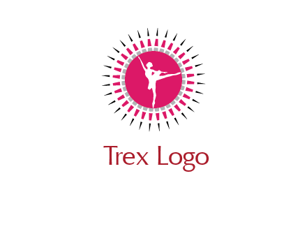 dancing ballerina in fancy pointy circle arts logo icon