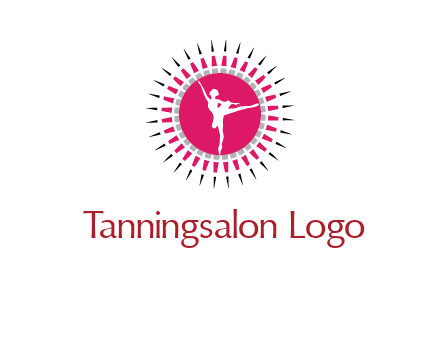 dancing ballerina in fancy pointy circle arts logo icon