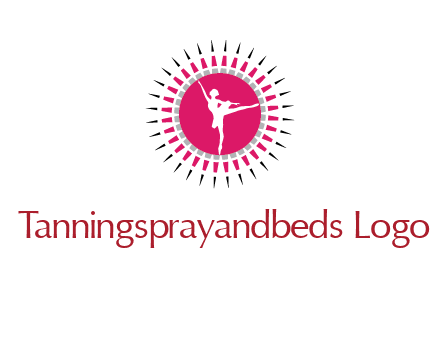 dancing ballerina in fancy pointy circle arts logo icon