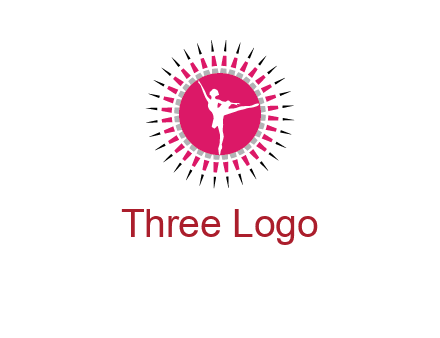 dancing ballerina in fancy pointy circle arts logo icon