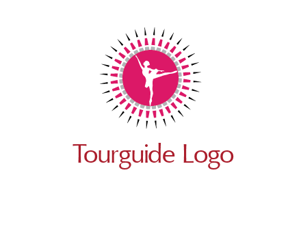 dancing ballerina in fancy pointy circle arts logo icon
