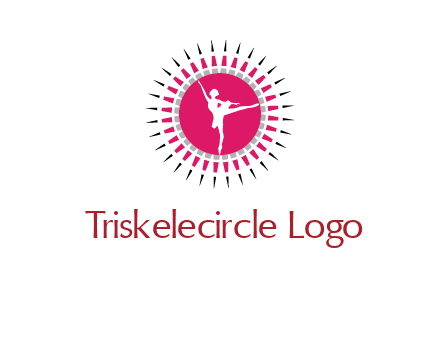 dancing ballerina in fancy pointy circle arts logo icon