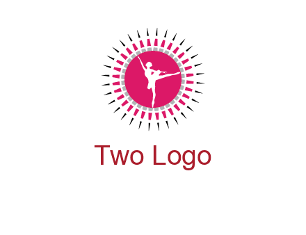 dancing ballerina in fancy pointy circle arts logo icon