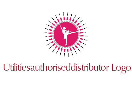 dancing ballerina in fancy pointy circle arts logo icon