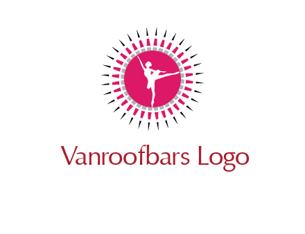 dancing ballerina in fancy pointy circle arts logo icon