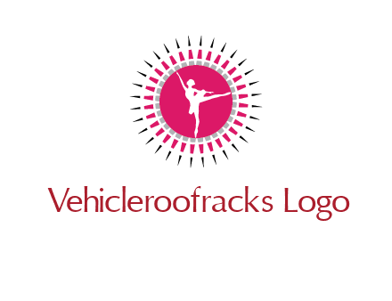 dancing ballerina in fancy pointy circle arts logo icon