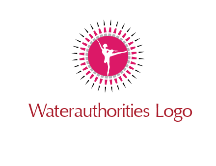 dancing ballerina in fancy pointy circle arts logo icon