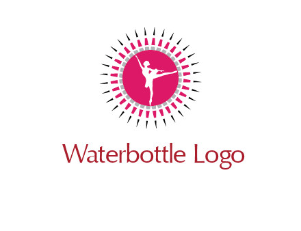 dancing ballerina in fancy pointy circle arts logo icon