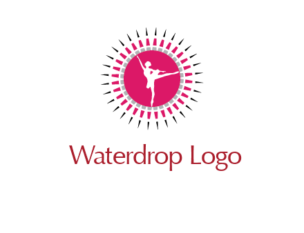 dancing ballerina in fancy pointy circle arts logo icon