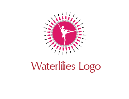 dancing ballerina in fancy pointy circle arts logo icon