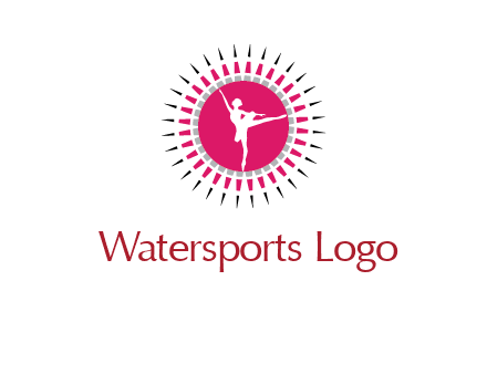 dancing ballerina in fancy pointy circle arts logo icon