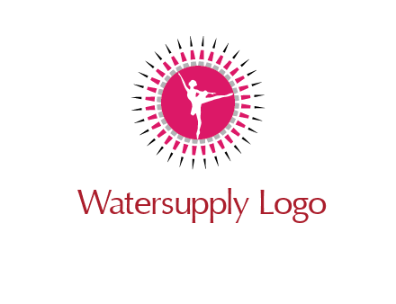 dancing ballerina in fancy pointy circle arts logo icon