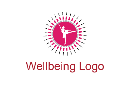 dancing ballerina in fancy pointy circle arts logo icon