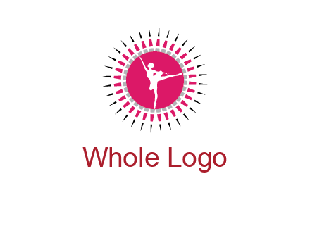 dancing ballerina in fancy pointy circle arts logo icon
