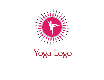 dancing ballerina in fancy pointy circle arts logo icon