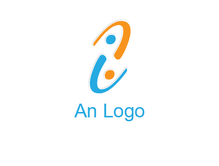 Letter i is forming two abstract persons logo