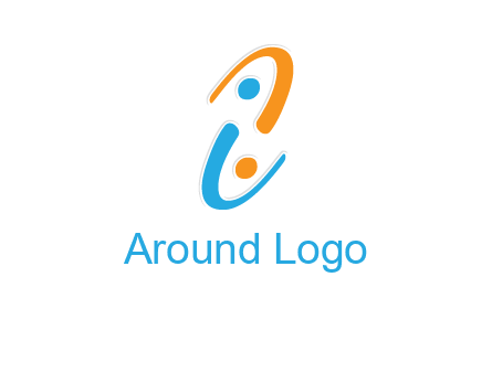 Letter i is forming two abstract persons logo