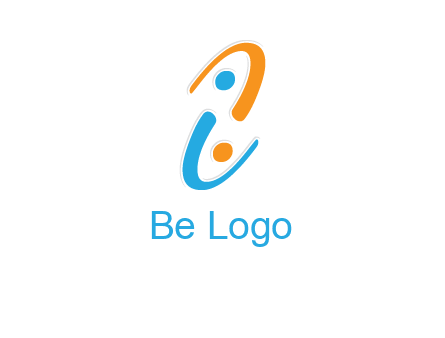 Letter i is forming two abstract persons logo