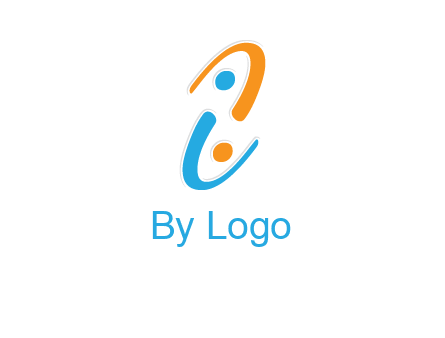 Letter i is forming two abstract persons logo