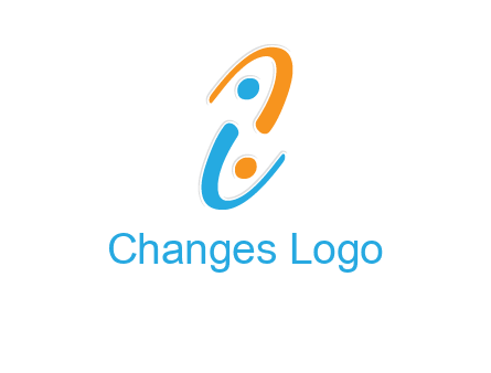 Letter i is forming two abstract persons logo