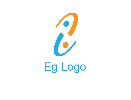 Letter i is forming two abstract persons logo