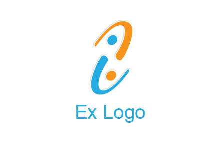 Letter i is forming two abstract persons logo