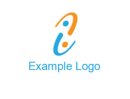 Letter i is forming two abstract persons logo