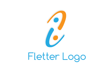 Letter i is forming two abstract persons logo