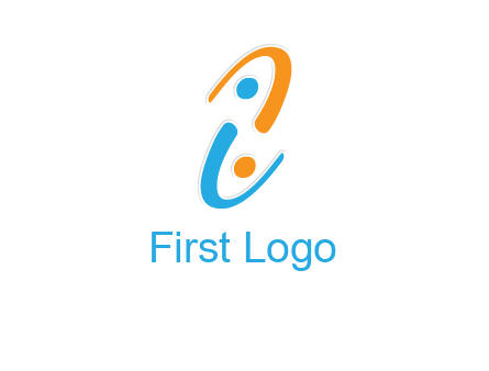 Letter i is forming two abstract persons logo