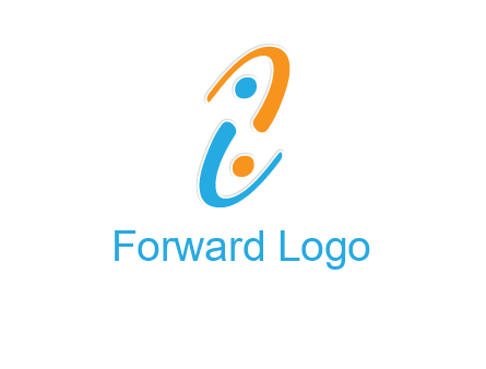 Letter i is forming two abstract persons logo