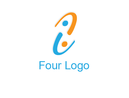 Letter i is forming two abstract persons logo
