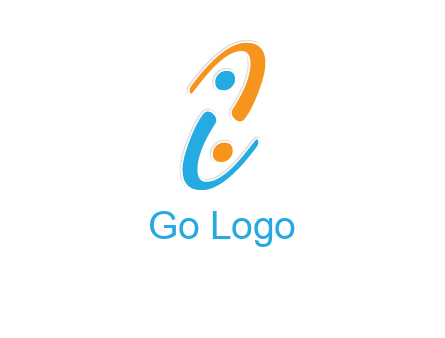 Letter i is forming two abstract persons logo