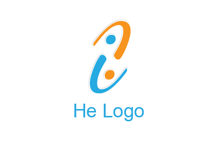 Letter i is forming two abstract persons logo
