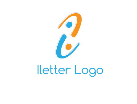Letter i is forming two abstract persons logo