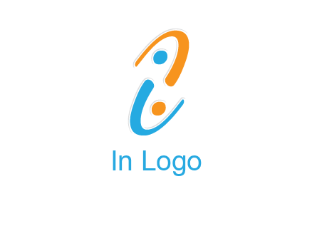 Letter i is forming two abstract persons logo
