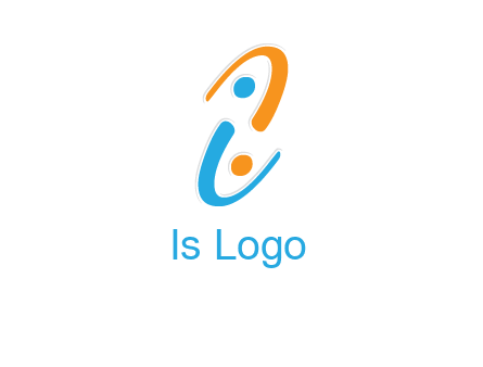 Letter i is forming two abstract persons logo