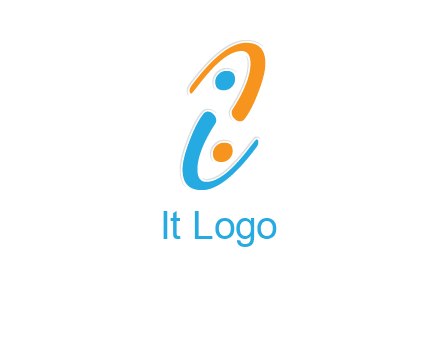 Letter i is forming two abstract persons logo