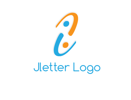 Letter i is forming two abstract persons logo