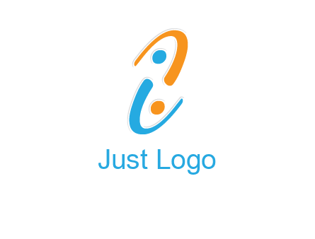 Letter i is forming two abstract persons logo