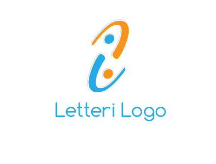 Letter i is forming two abstract persons logo
