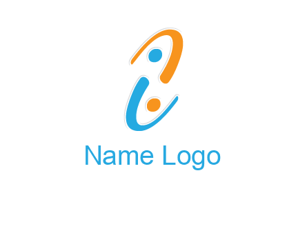 Letter i is forming two abstract persons logo