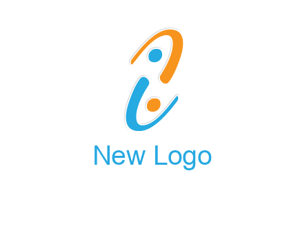 Letter i is forming two abstract persons logo