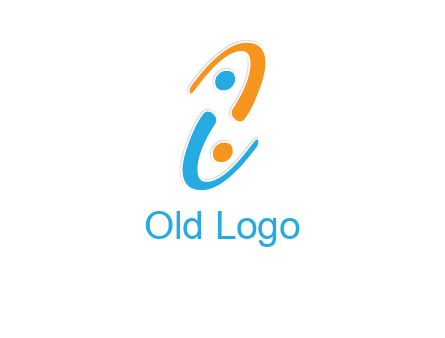 Letter i is forming two abstract persons logo