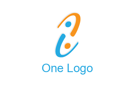 Letter i is forming two abstract persons logo