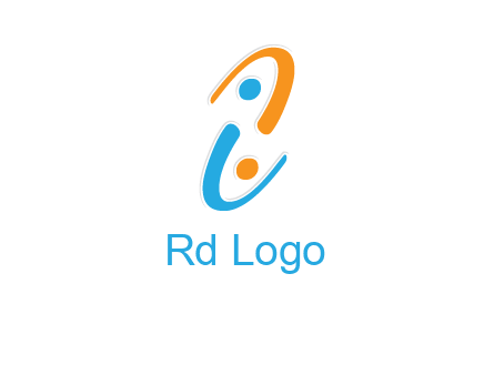Letter i is forming two abstract persons logo