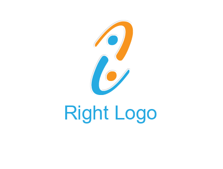 Letter i is forming two abstract persons logo
