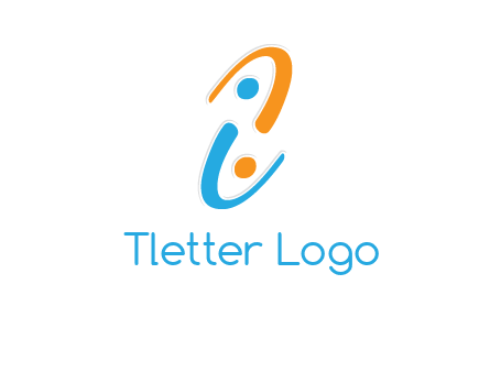 Letter i is forming two abstract persons logo